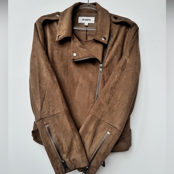 BB Dakota Women's Not Your Baby Heavy Faux Suede Moto Jacket, Size L - Picture 5 of 9